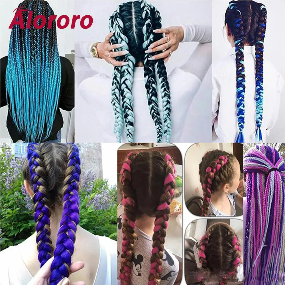 Alororo коса из розовых волос синтетические волосы для наращивания кос 24 дюйма