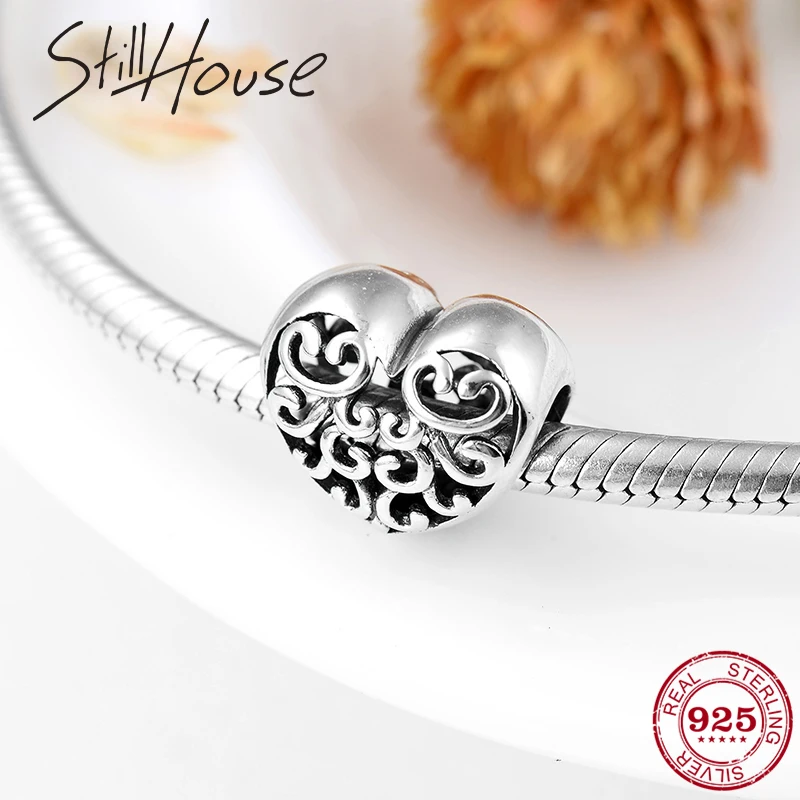 Бусины-шармы ажурные из серебра 2018 пробы в форме сердца | Украшения и аксессуары