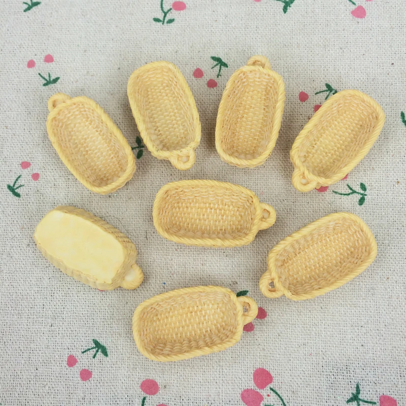 10 штук, головистой формы, из смолы, плоская спина, кабошон Kawaii DIY художественное украшение из полимерного материала миниатюрные поддельные корзины очарование украшения: 21*40 мм