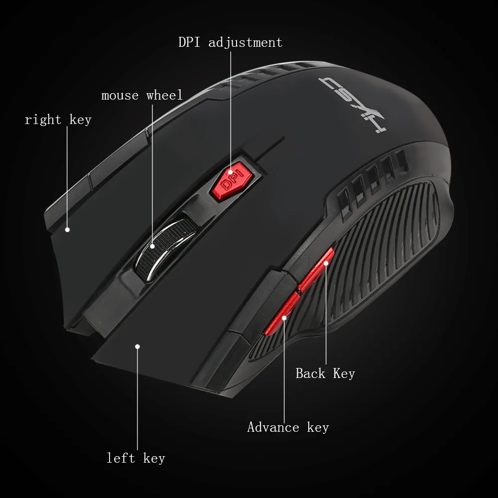 2 4 GHz 1000/1200/1600/2400DPI USB Беспроводная оптическая игровая мышь эргономичные мыши для