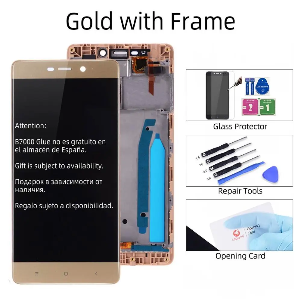 Gold with Frame Дисплей для Xiaomi Redmi 4 Pro Prime LCD в сборе с тачскрином на рамке 5.0'' черный черный золото - Цвет: Gold with Frame