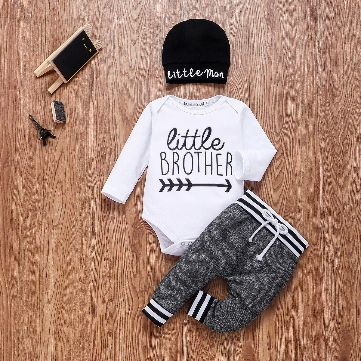 Комплект одежды для новорожденных мальчиков 3 шт. шапка с длинным рукавом Ромпер