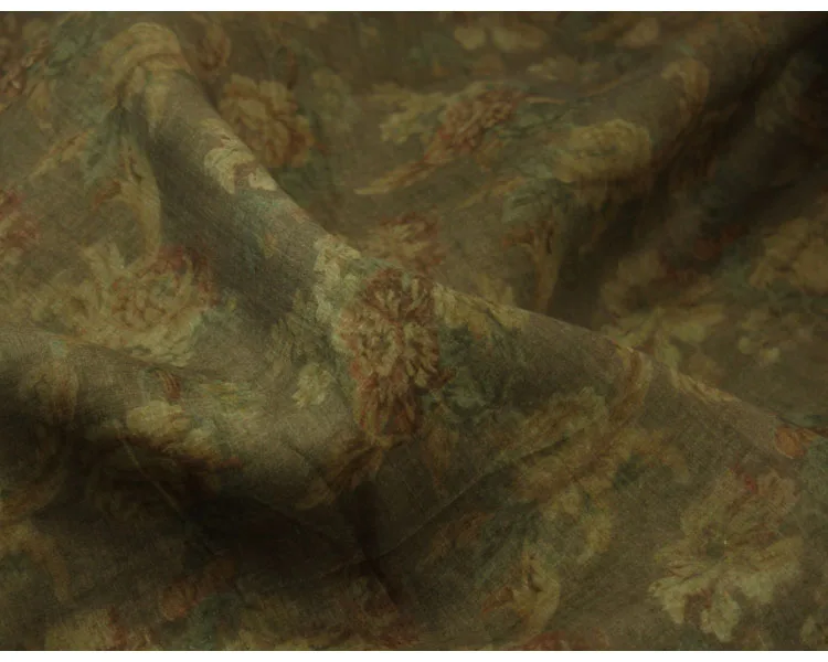 

Однометровая высококачественная ткань из чистой ткани рами с принтом пионов и крашеной тканью, дизайнерское платье, платье, ткань чонсам