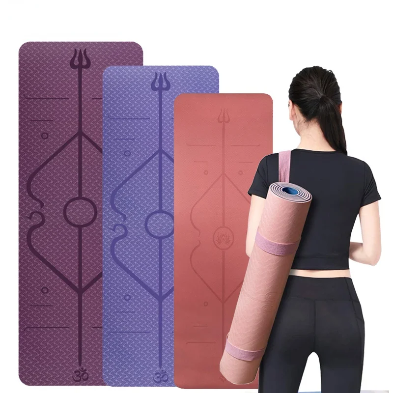 

Домашний гимнастический коврик для йоги, двусторонний Нескользящий Резиновый коврик для пилатеса, коврик для фитнеса с отметками выравнив...