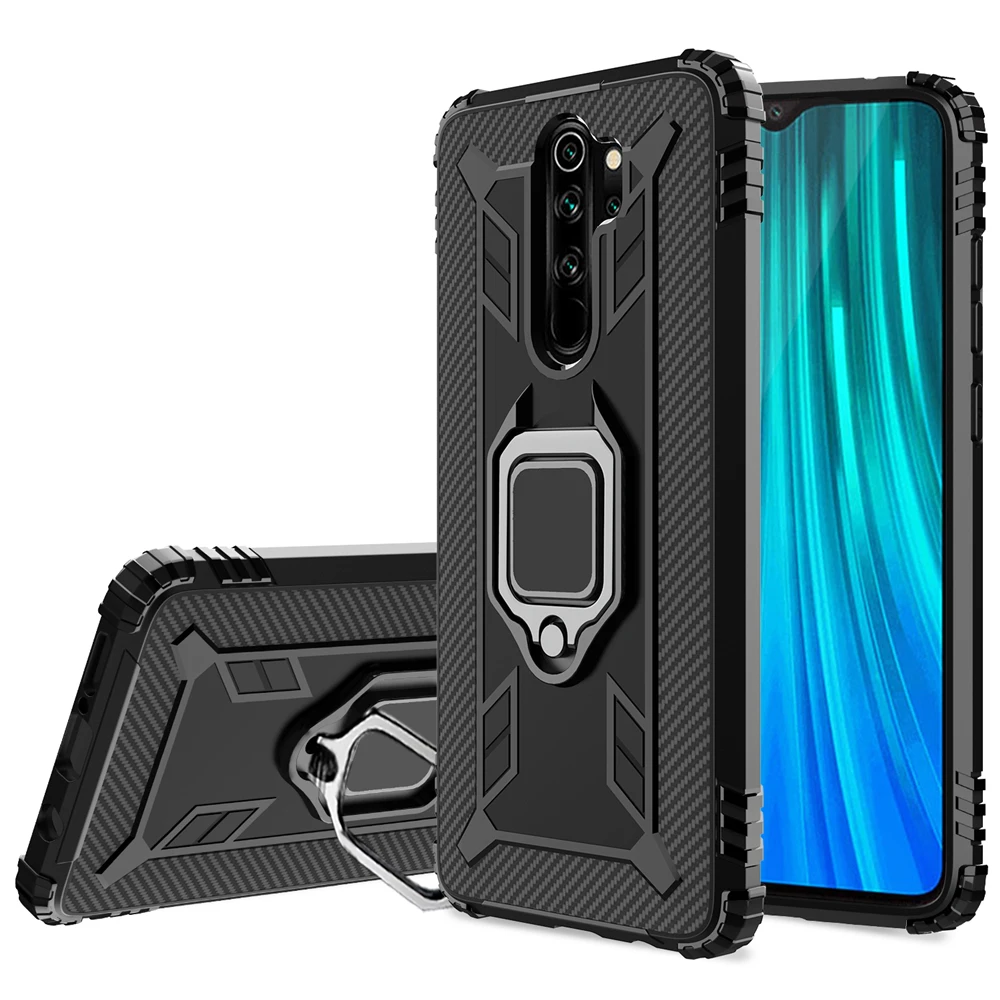 

Magnetic Ring Cases For Xiaomi Redmi Note 8Pro 8 8A Case Silicone Armor for Redmi K20 K30 Pro Phone Cover Black Carbon Pattern