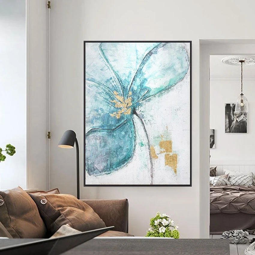 

Картина маслом ручной работы, подвесной постер в гостиной комнате светильник Кая Роскошная декоративная картина для ресторана, Простой Цветочный постер