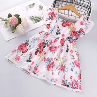 baby girls clothes summer dress flying sleeve toddler dresses floral print clothing square collar baby girl for wedding party