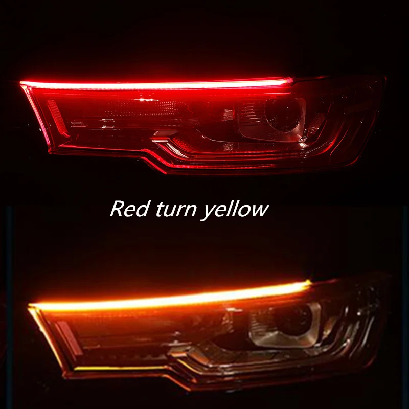Red Yellow 1 шт. автомобильные DRL 30 см 45 см 60 см красный белый желтый светодиодный дневные ходовые огни с указателем поворота для фар в сборе - Цвет: Red Yellow