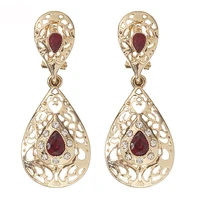moroccan womens earrings water drop hanging earrings with rhinestone arabian luxury wedding earrings in gold