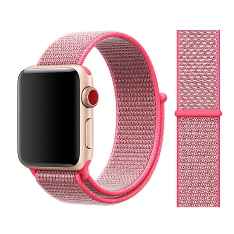 Brilliant pink Спортивная петля для Apple watch Band 4 5 correa iwatch 3 2 1 42 мм 38 мм 44 мм 40 мм Apple watch ремешок браслет pulseira аксессуары - Цвет ремешка: Brilliant pink