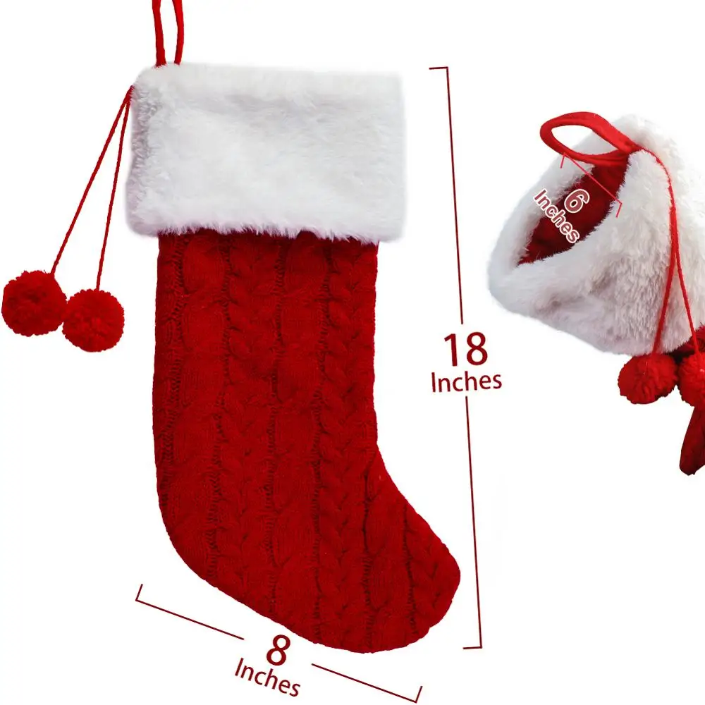 Red Sock Теплые большие рождественские чулки; носки Санта-Клауса; клетчатый Подарочный держатель из мешковины; Рождественское украшение; подарок на год; сумки для конфет - Цвет: Red Sock