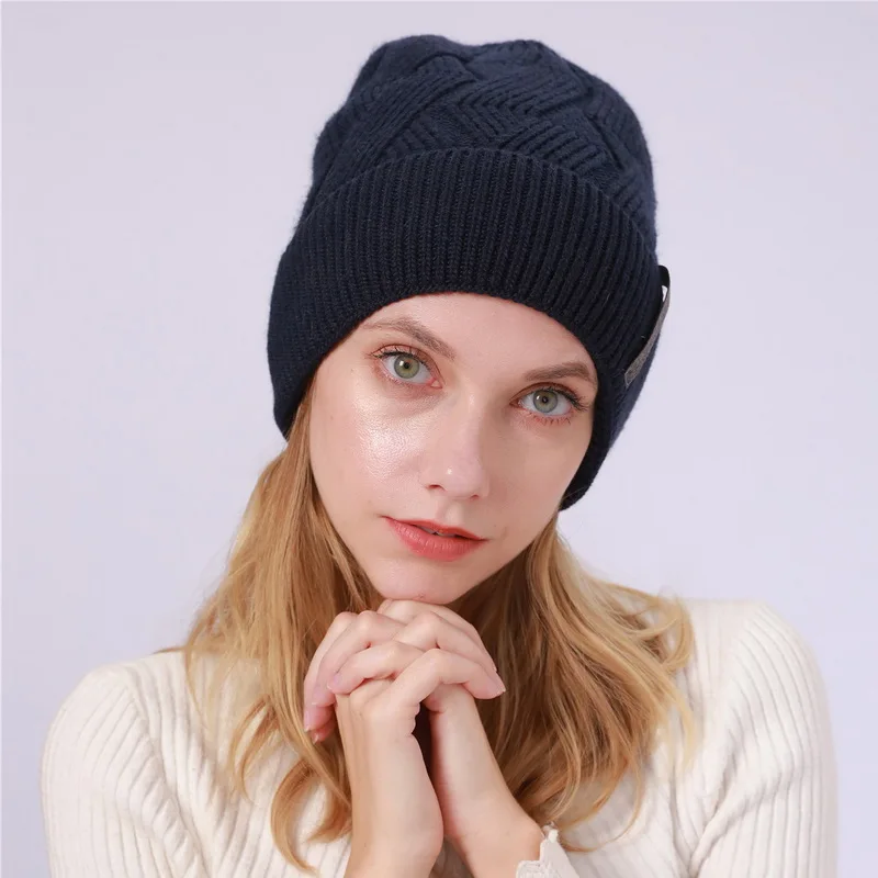 NUZADA брендовые зимние вязанные шапочки Skullies шапочки шапки s мужские женские шерстяные плюс бархатные со стразами шапка с наушниками уличные лыжные теплые шапки