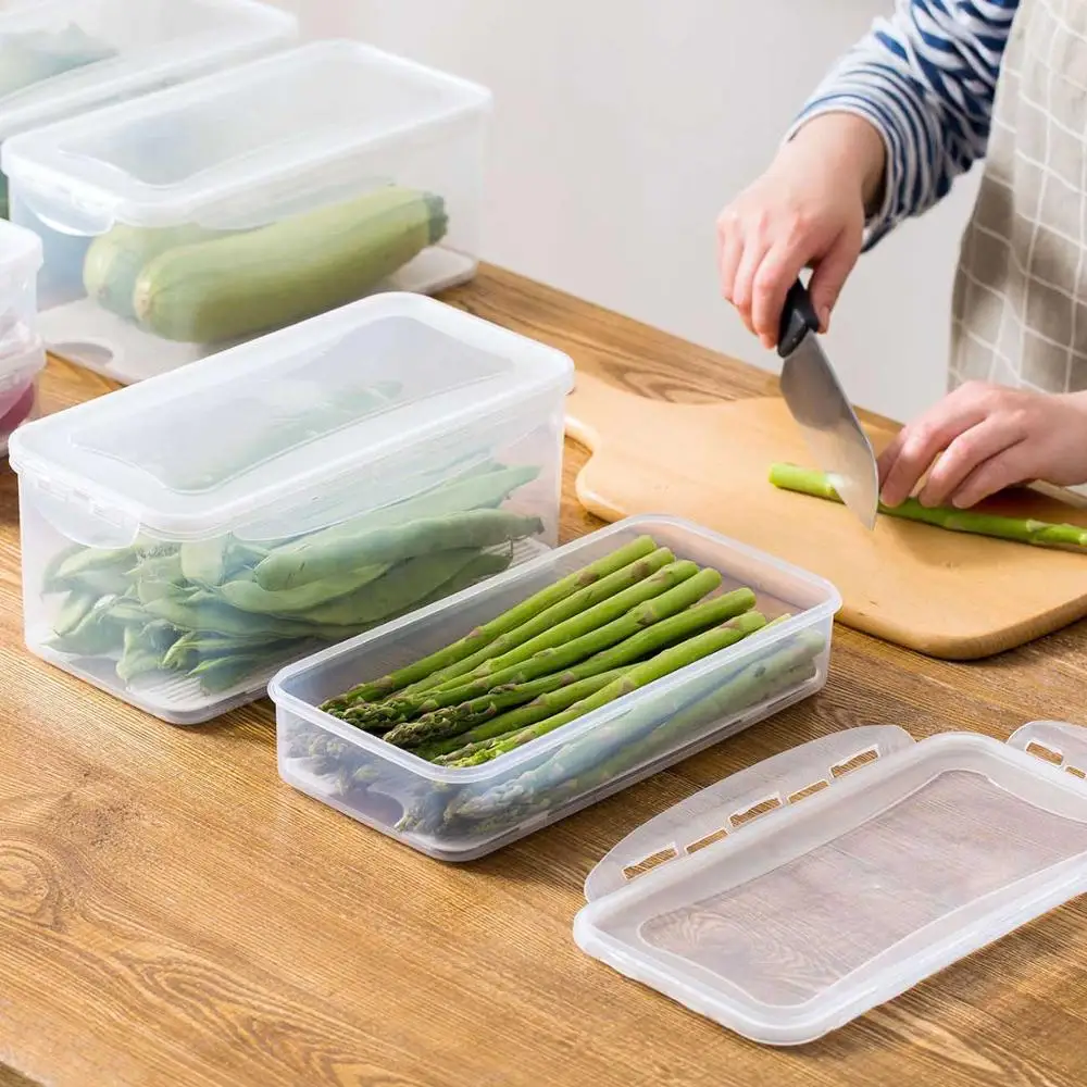 Прямоугольный контейнер для хранения свежести еды прозрачный кухонный