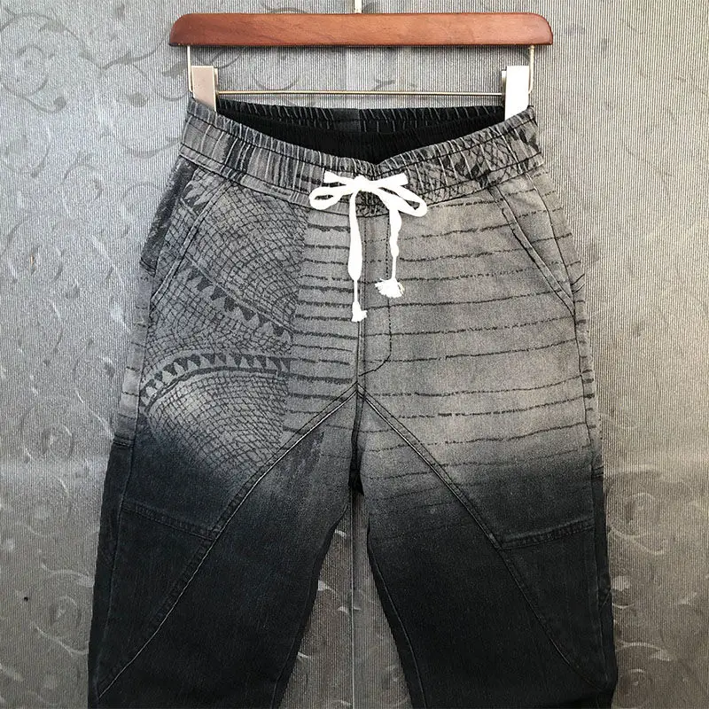 Модные мужские шаровары Idopy удобные с постепенным цветом винтажные вырезом
