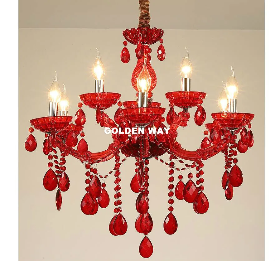 Бесплатная доставка европейская Подвесная лампа Lustre Light Lovly Red 6arms декоративная