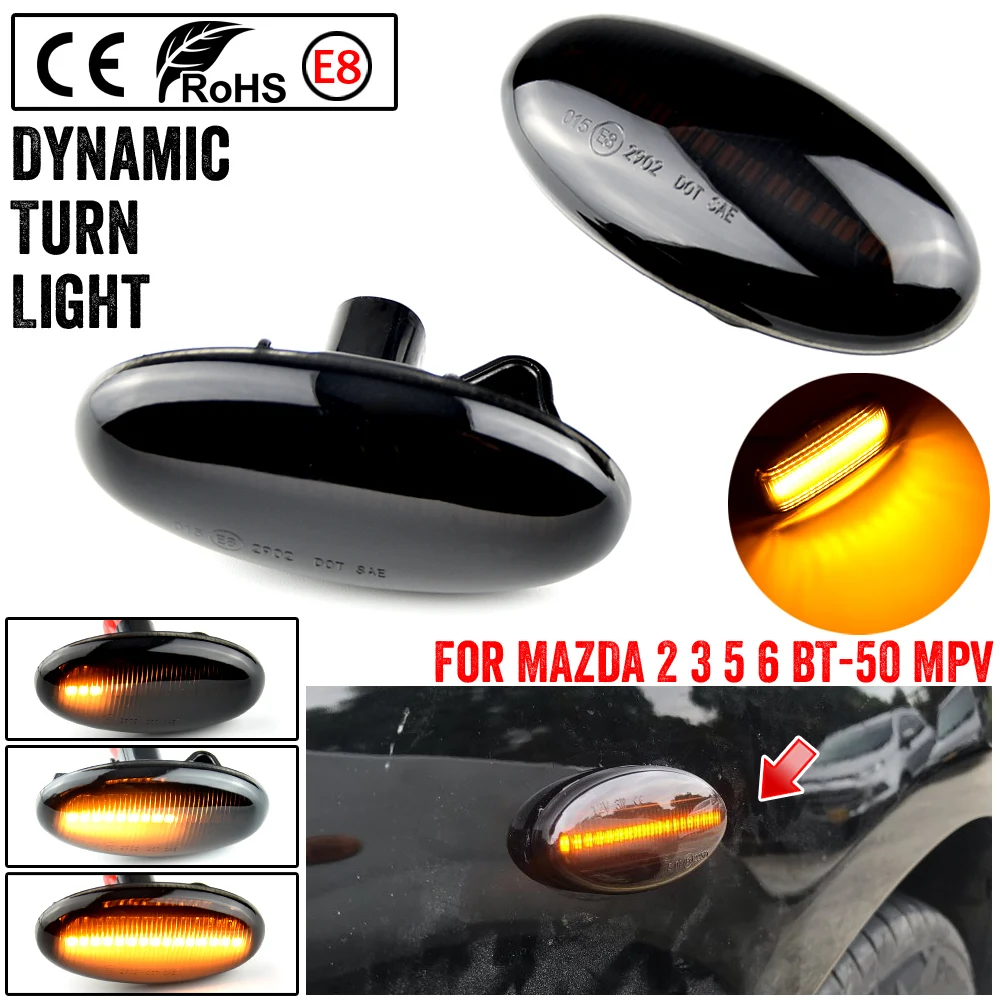 

2 Pieces For MAZDA 3 For MAZDA 2 5 MPV Smoke Led Dynamic Side Marker Turn Signal Light Sequential Blinker Light Led Auto Lamp