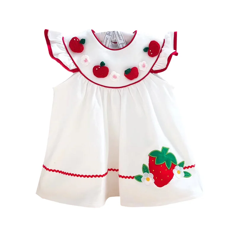 

2020summer Arrivals Baby Girl Princess Dress Suit Embroidered Strawberry Vintage Lolita Sweet Clothes Suit Cotton Soft Quality