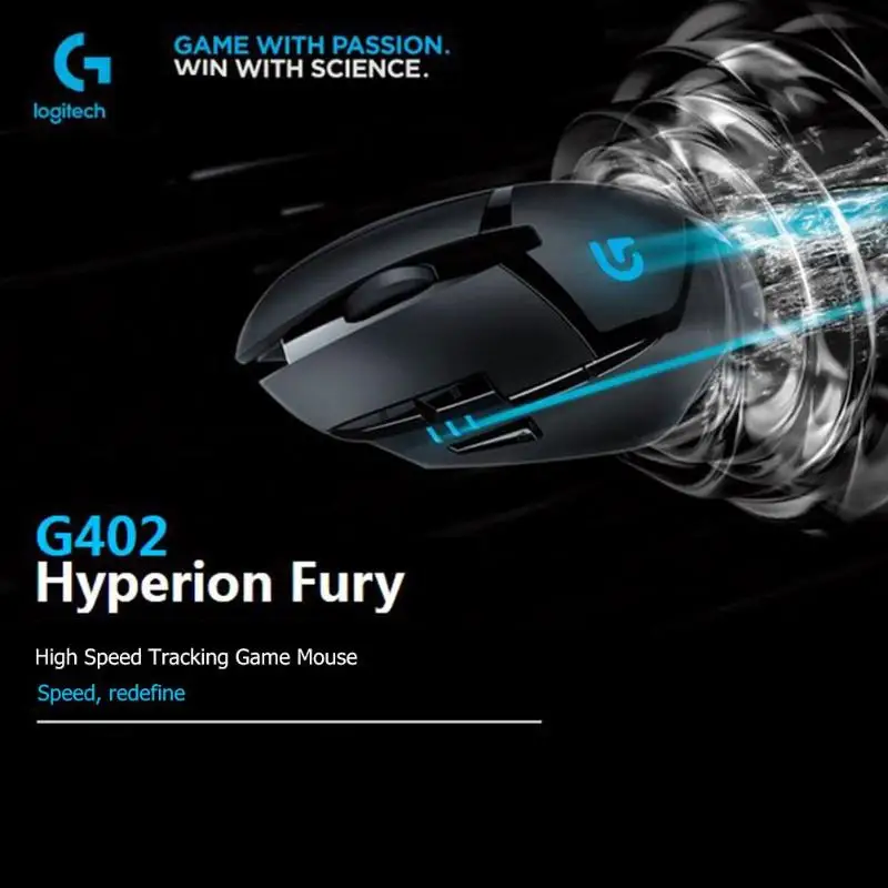 Logitech G402 Hyperion Fury FPS Gaming Mouse with 4000DPI High Speed Fusion Engine 32-BIT ARM Processor Support Windows 10 8 7