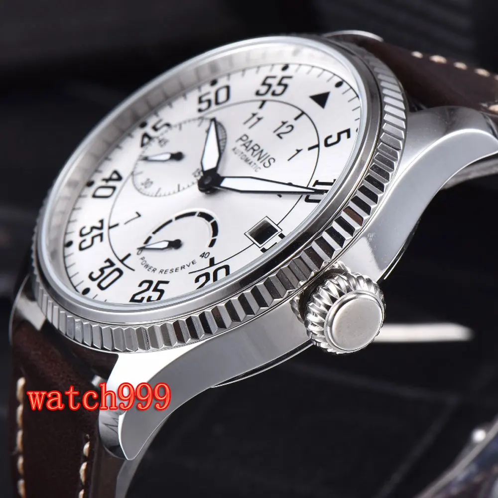 Часы мужские механические с ремешком из кожи 45 мм|Мужские часы| |