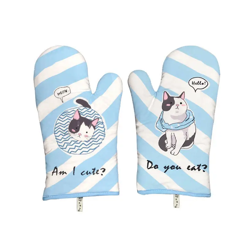 

Cat Gloves Anti Scald Thickened Oven Microwave Baking Accessorie Insulation Pad Kitchenware Cotton Gloves 2 Pieces For Women