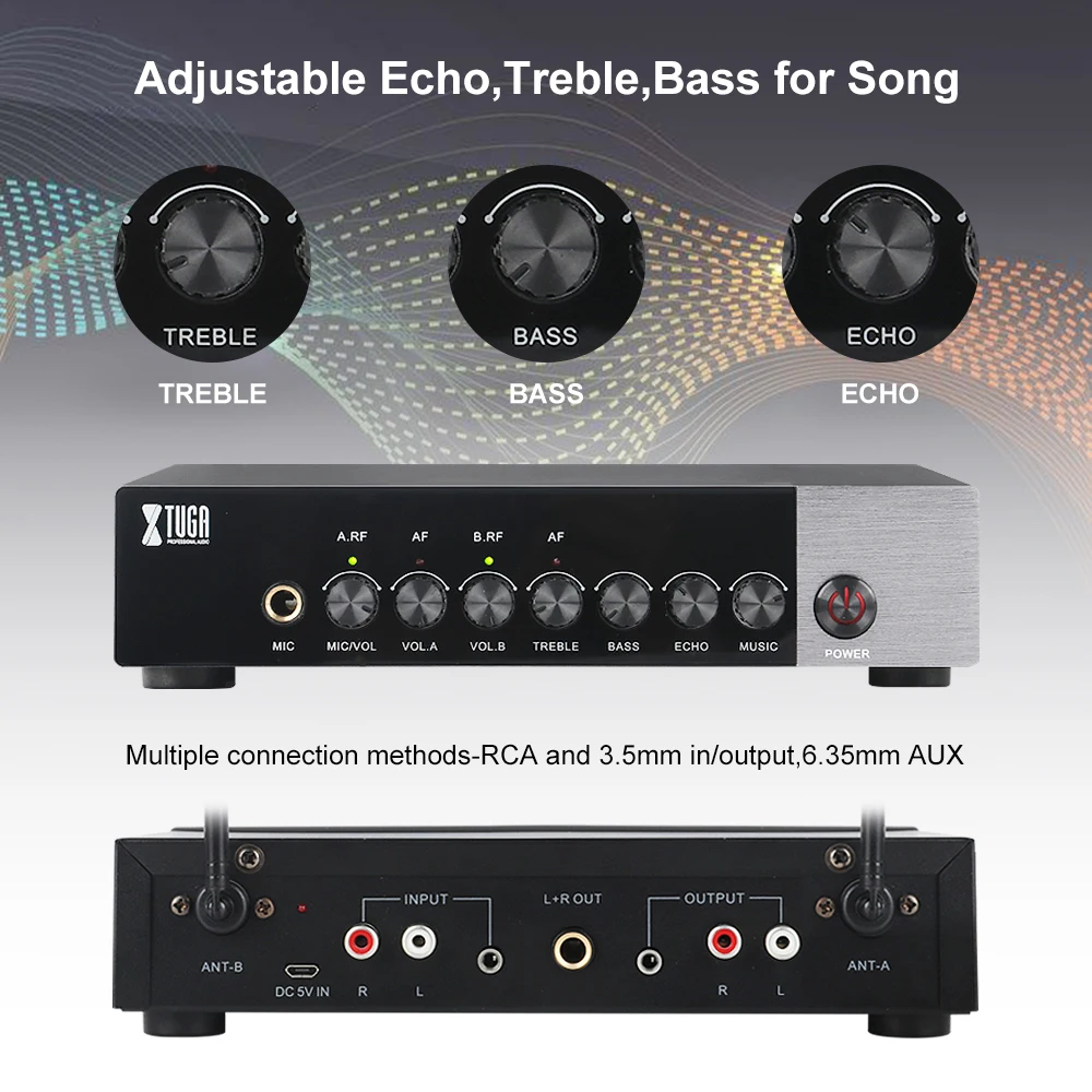 Двухканальный беспроводной ручной микрофон XTUGA UHF простой в использовании Bluetooth