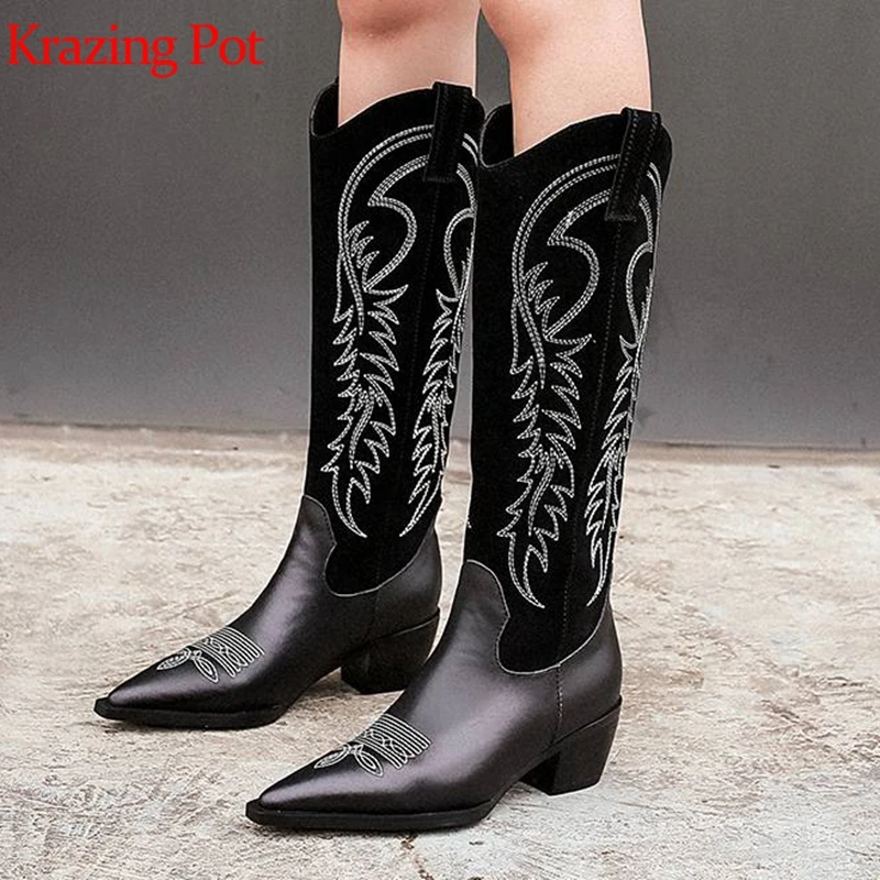 Ботинки krazing pot длинные из натуральной кожи без застежки на высоком каблуке с