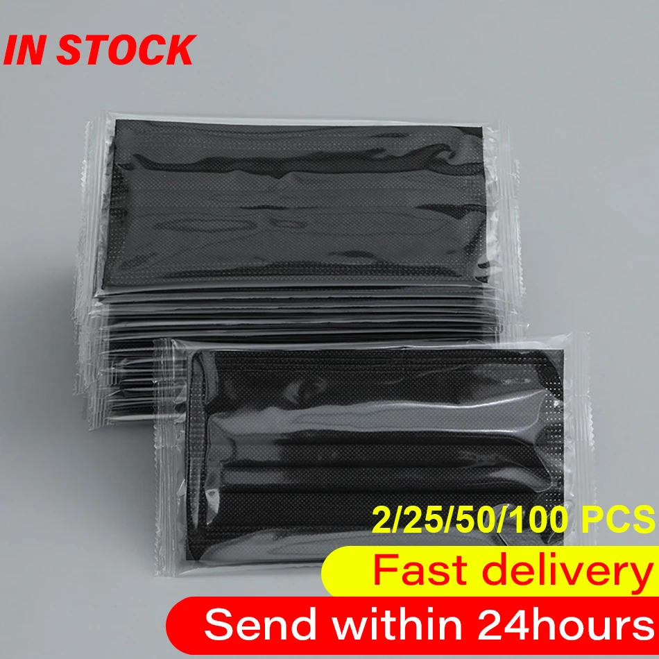 Противовирусная черная маска для лица одноразовая 3 слоя стерильные маски рта