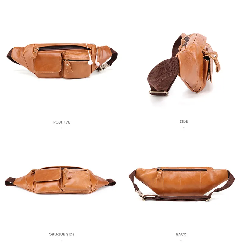 Lachiour Chest Bag Men Genuine Leather Waist Bags High Quality Boys Cowhide Leather Messenger Bag Male Sling Pouch Bag For Phone