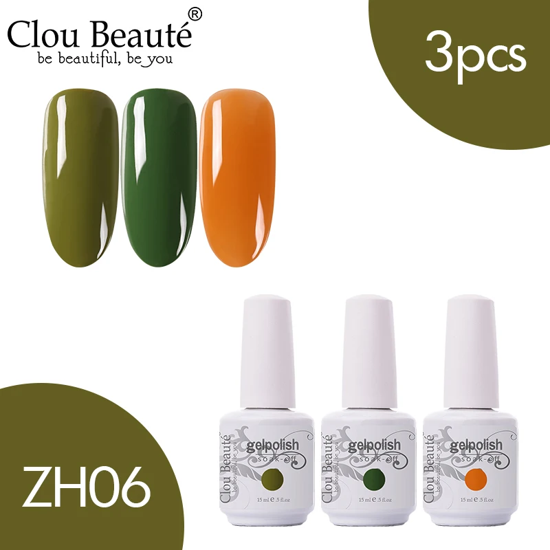ZH06 Clou Beaute 3 шт. 15 мл Гель-лак набор УФ светодиодный лак для ногтей для маникюра УФ-гель для ногтей Топ УФ светодиодный гель для ногтей Гибридный гель для ногтей - Цвет: ZH06