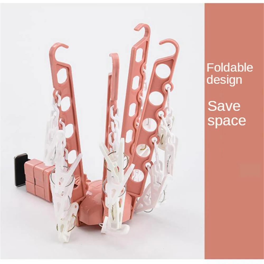 

B-LIFE Clothes Hanging Rack Arm Holder for Home Travel Plastic Multi-Function Hangers Clip on Wall Window Garage Balcony 4 Rods