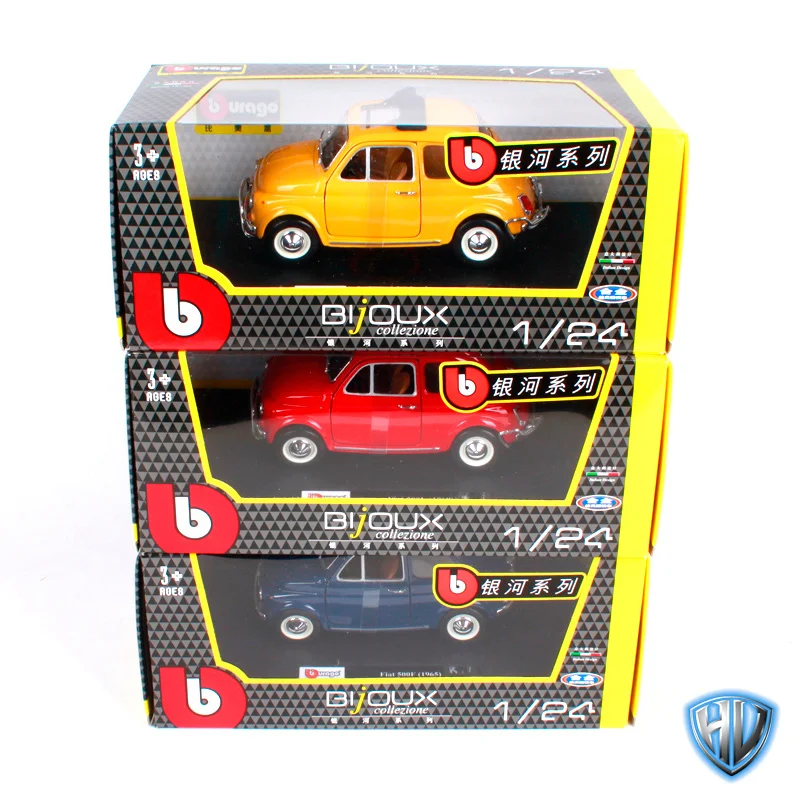 Bburago 1:24 1968 Fiat 500l красный желтый автомобиль литья под давлением 135*62*67 мм открытые