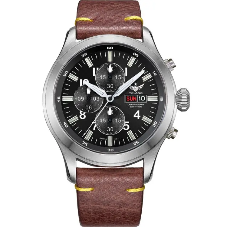 

YELANG men military watch,mens chronograph watches tritium T100 luminous man quartz wristwatch sport clock 100m waterproof V1029