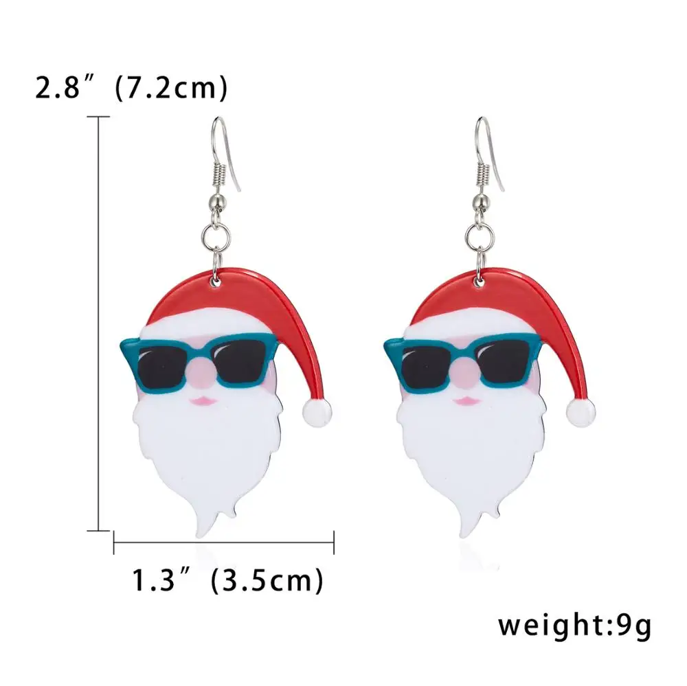 santa claus 1 Rinhoo рождественские акриловые серьги подарок крутой Санта Клаус колокольчик венок на рождественскую елку Висячие серьги рождественские новогодние подарки для женщин - Окраска металла: santa claus 1