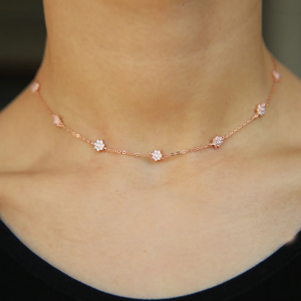 Ожерелье-чокер из серебра 925 пробы с фианитами | Украшения и аксессуары