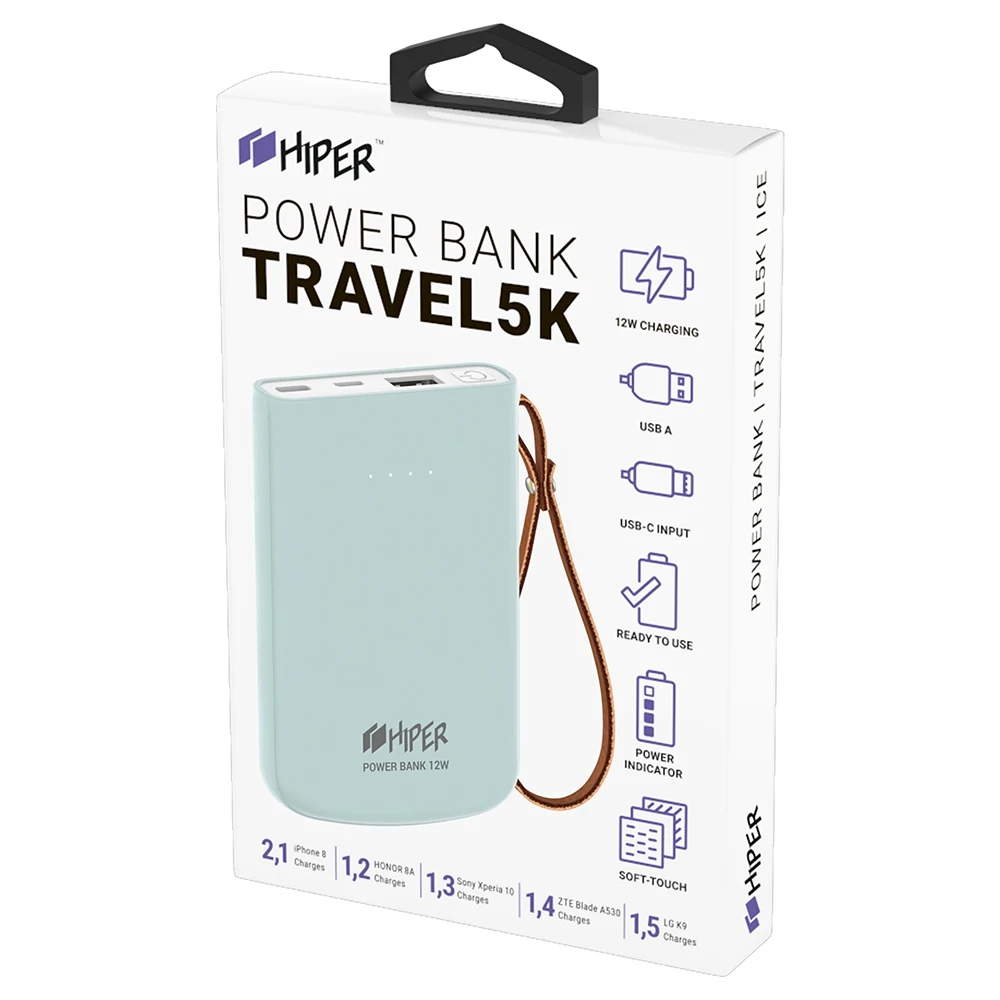 Внешний аккумулятор HIPER Travel5k Ice 5000 мАч|Внешние аккумуляторы| |