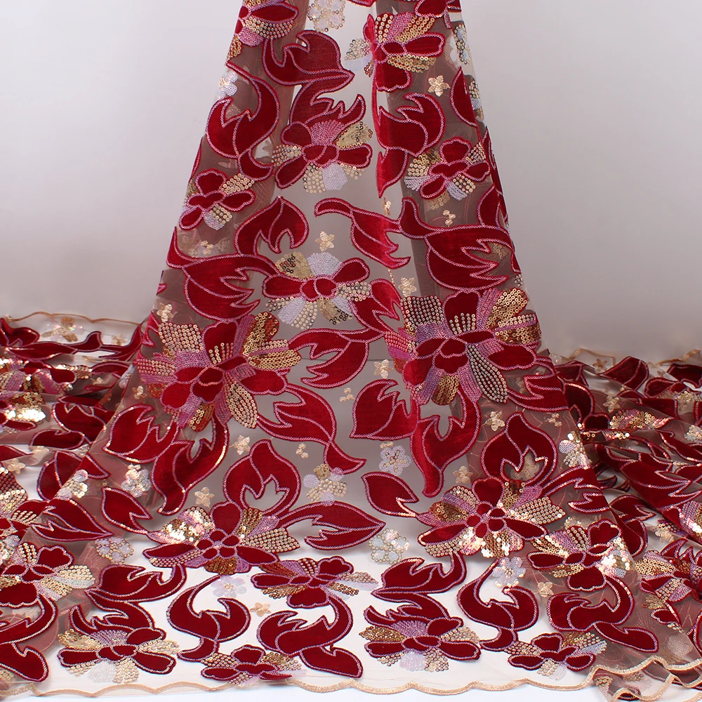 

Французская сетчатая кружевная ткань XIYA с бархатными блестками, кружевная ткань 2021, высококачественный тюль, Африканское кружево в нигерий...