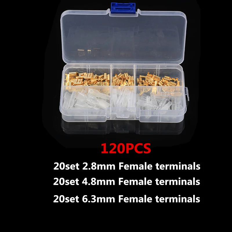 120 pcs 120/180/270 шт изолированный мужской женский разъем провода электрические провода обжимных разъёмов, коннекторов для 2,8/4,8/6,3 мм лопаты соединителей комплект - Цвет: 120 pcs