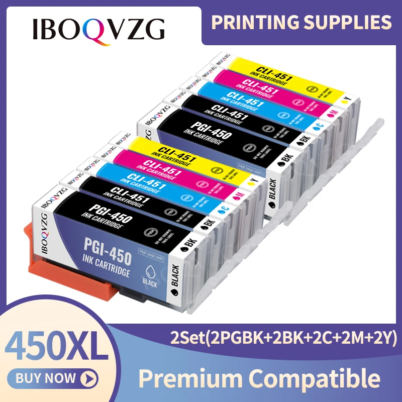 IBOQVZG совместимый картридж с чернилами PGI 450 CLI 451 BK C M Y GY для Canon PIXMA MG6340 MG7140 iP8740 MG7540