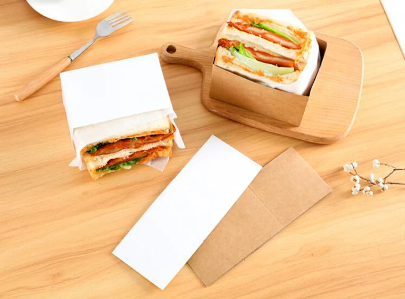 300 шт. крафт Бумага сэндвичи упаковочная коробка толщиной гренок с яйцом хлеб для