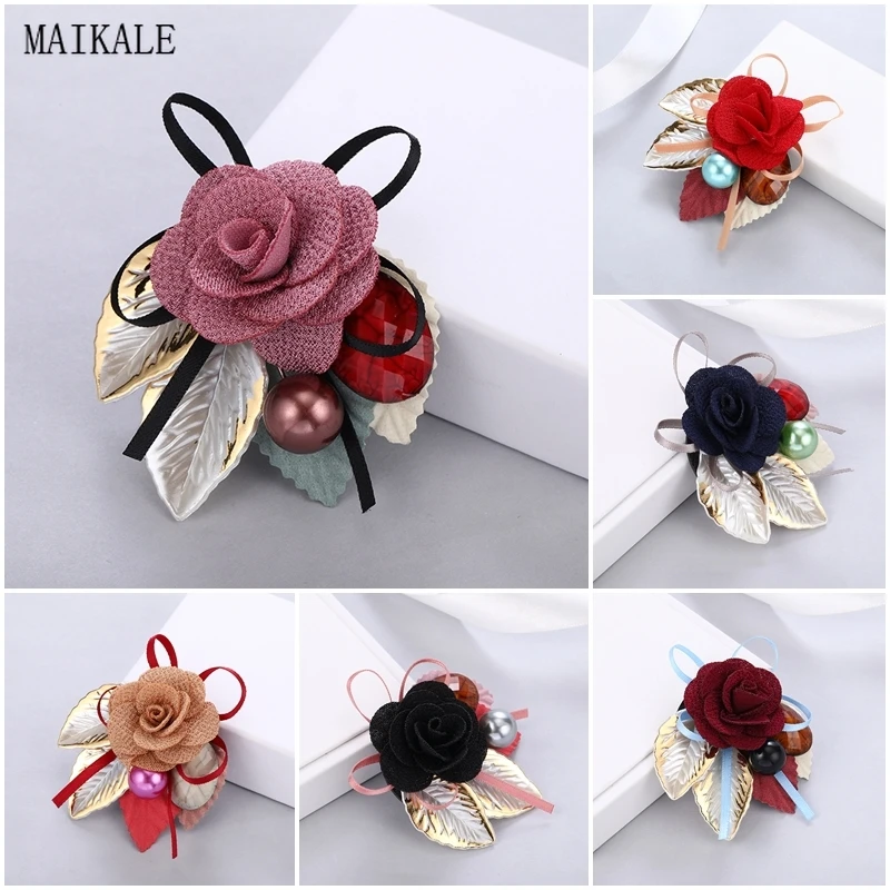 Женская Брошь в виде листьев MAIKALE булавка из акриловой ткани с искусственным