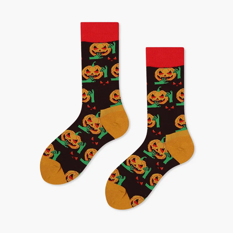 

Winter Streetwear Funny Short Happy Creativity Couple Women Cotton Socks Halloween Pumpkin Skull Men Hip Hop Casual Warm Socks
