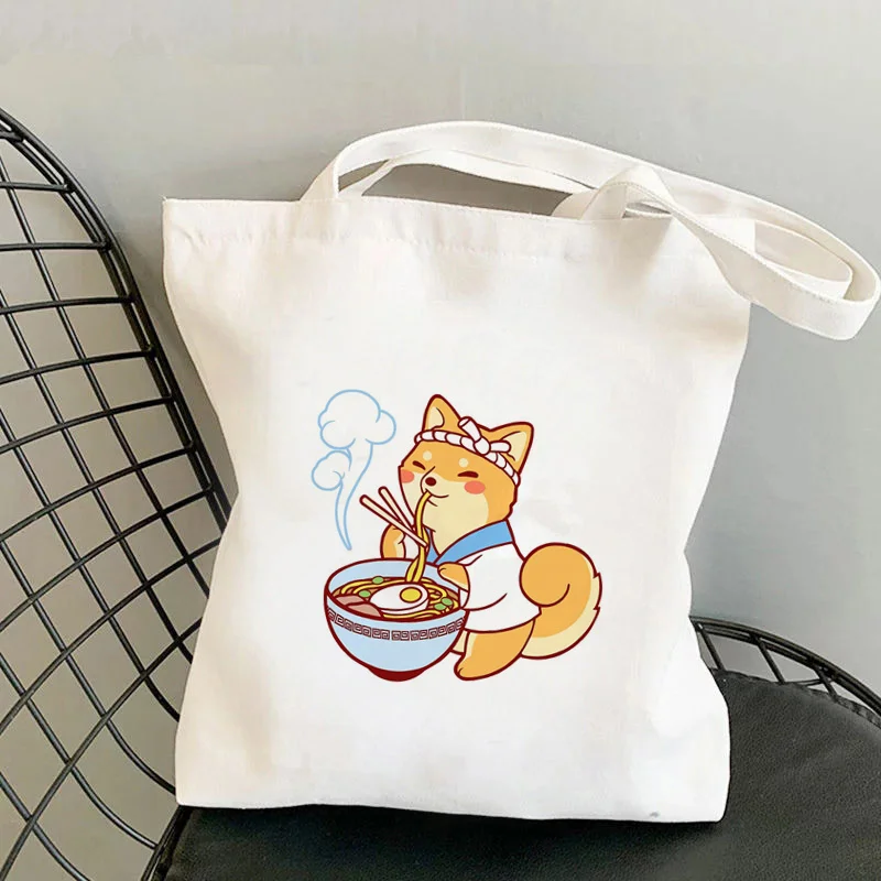 

Shopper Ramen Cartoons Shiba Corgi Printed Tote Bag Women Harajuku Shopper Handbag Girl Shoulder Shopping Bag Lady Canvas Bag