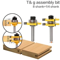2 pc 8mm shank high quality tongue groove joint assembly router bit set 34 stock wood cutting tool rct