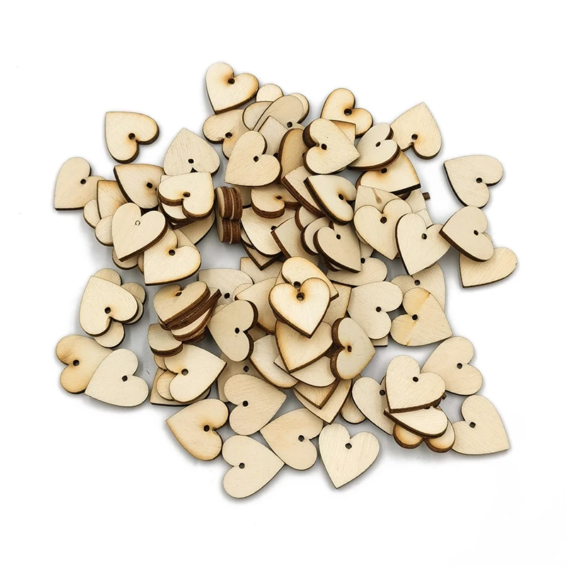 Деревянный узор в виде сердца с одним отверстием 20 мм 100 шт. | Дом и сад