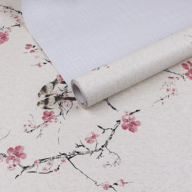 

Vintage Self Adhesive Wallpapers Floral Pattern Living Room Background Wall Stickers Furniture Decorative DIY Home Decor