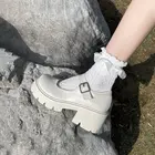 Белые женские туфли Harakuju Lolita JK, студенческие милые туфли для девочек, Туфли Мэри Джейн, японские туфли на высоком каблуке и платформе с круглым носком, туфли-лодочки на каблуке