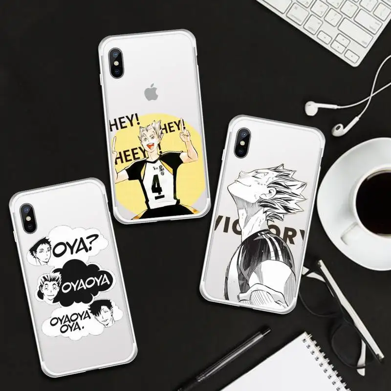 

Anime Haikyuu Bokuto Koutarou Oya Phone Case Transparent for iPhone 6 7 8 11 12 s mini pro X XS XR MAX Plus shell волейбол аниме