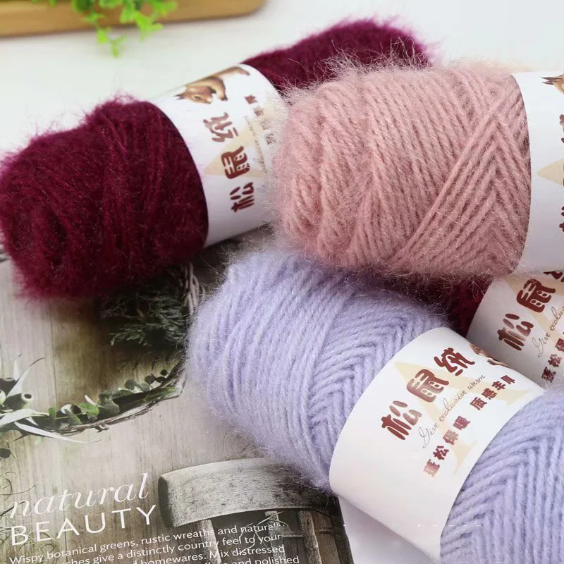 Беличья шерсть средней толщины Длинная шерстяная яркая шелковая нить ручная