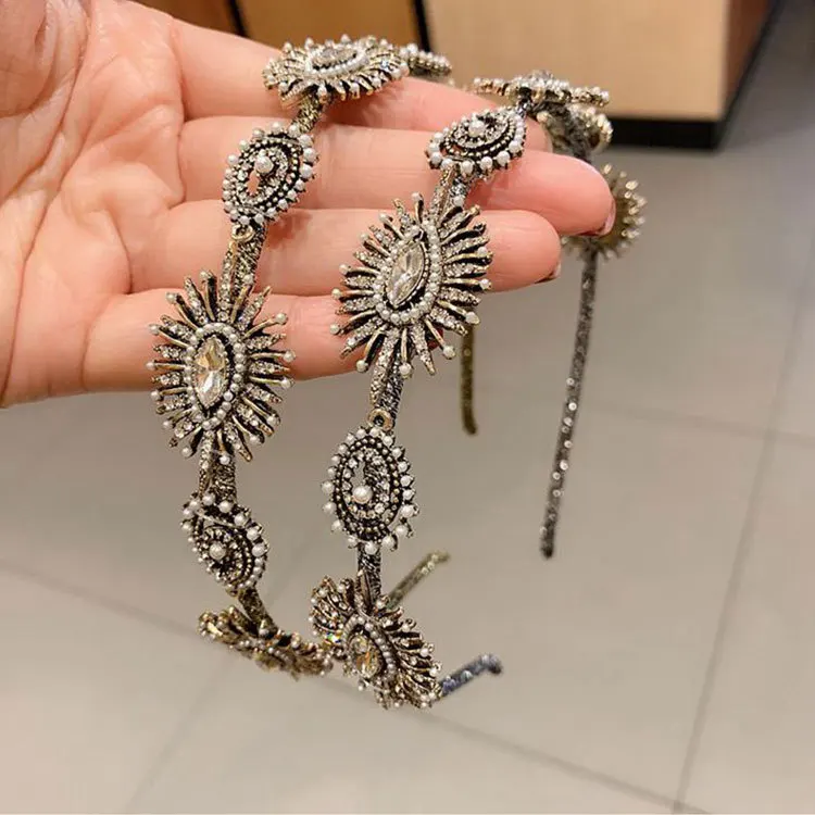 New Baroque High grade crystal Rhinestone Hair Hoop Headband Hairband for Women Girls gemstone Hair Band Hair Accessories