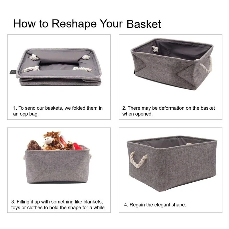 Складная утолщенная холщовая коробка для хранения с ручками шкафа/шкафа